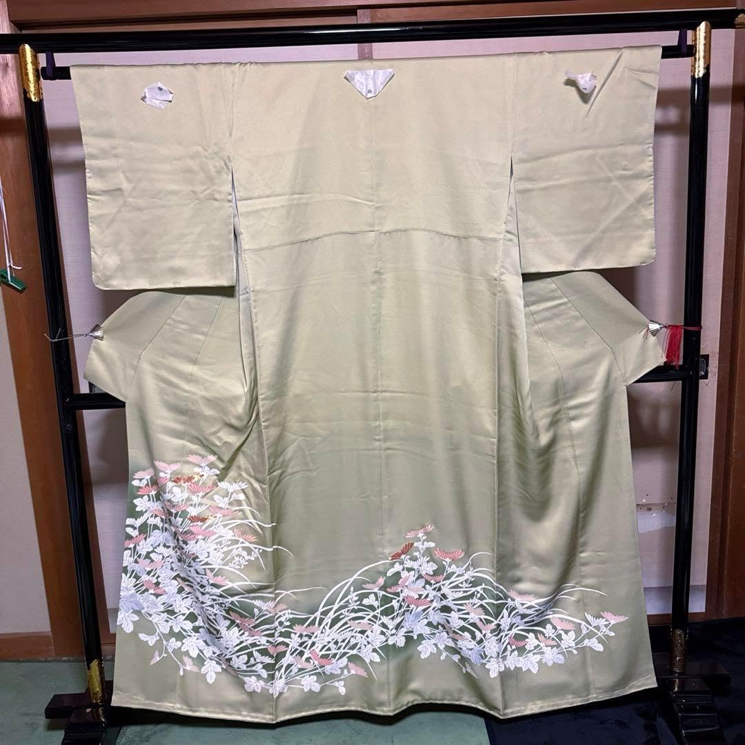 正絹大丸扱い友禅訪問着フルセット4点 着物+特選袋帯+帯締め