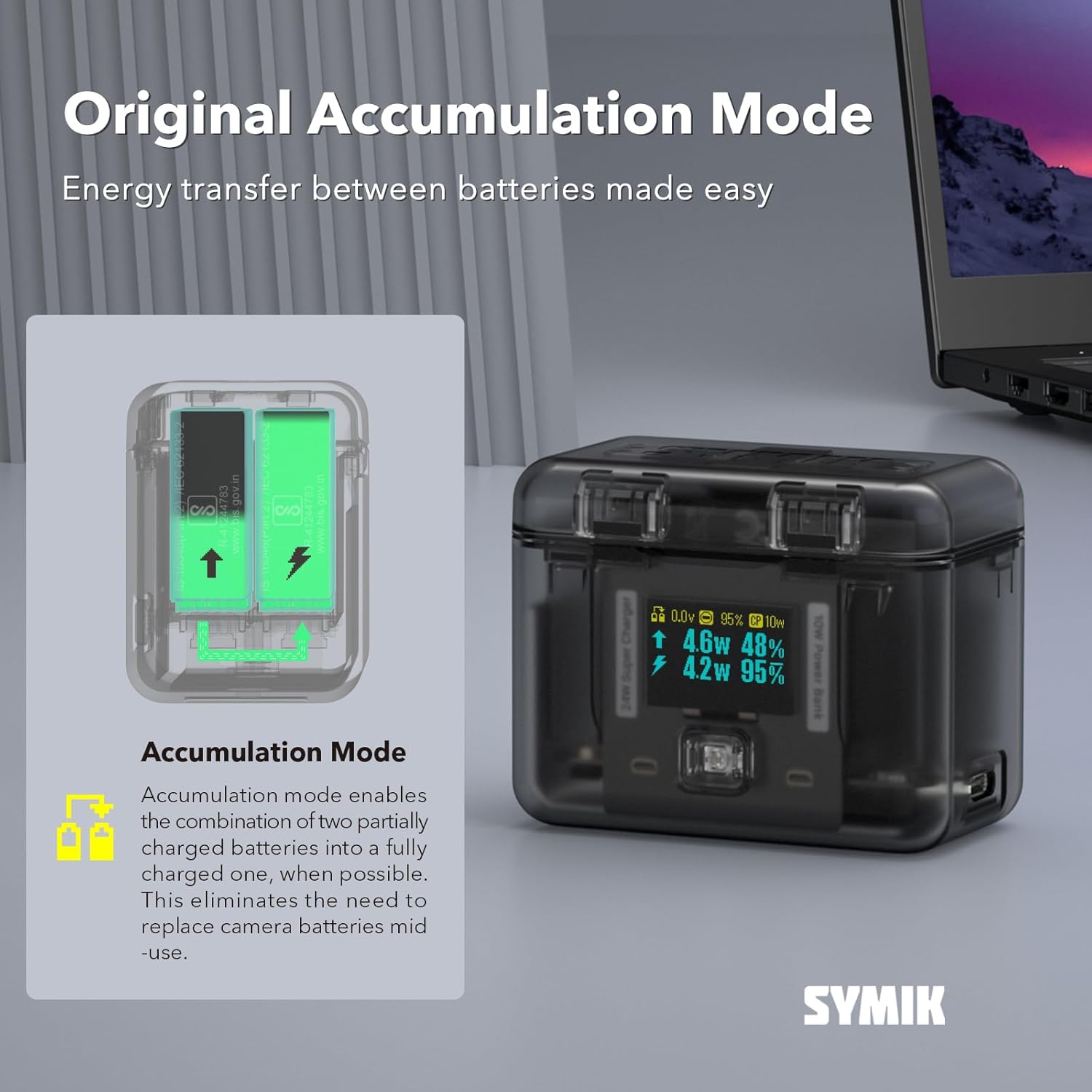 SYMIK charger illustrating the accumulation mode