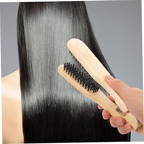 Miniatura 7 de Healifty Madera de doble cara antiestático enderezar el cabello y peinar cepillo/herramienta de peine (marrón)