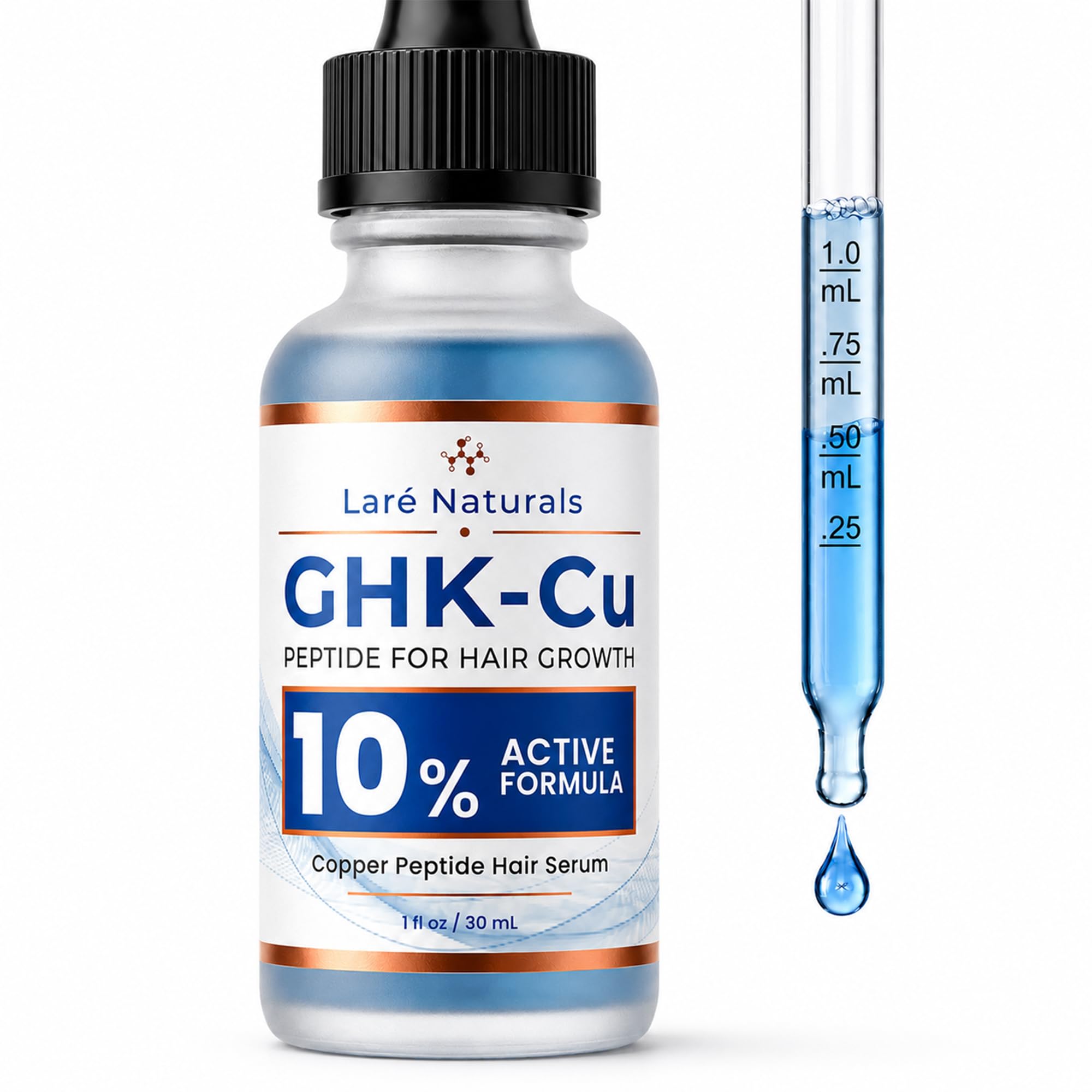GHK-cu Copper Peptides for Hair Growth - 10% Active Formula - GHK-cu peptide hair - GHKcu serum - Hyaluronic acid for hair Growth - GHK with Caffeine Serum - 1 fl oz