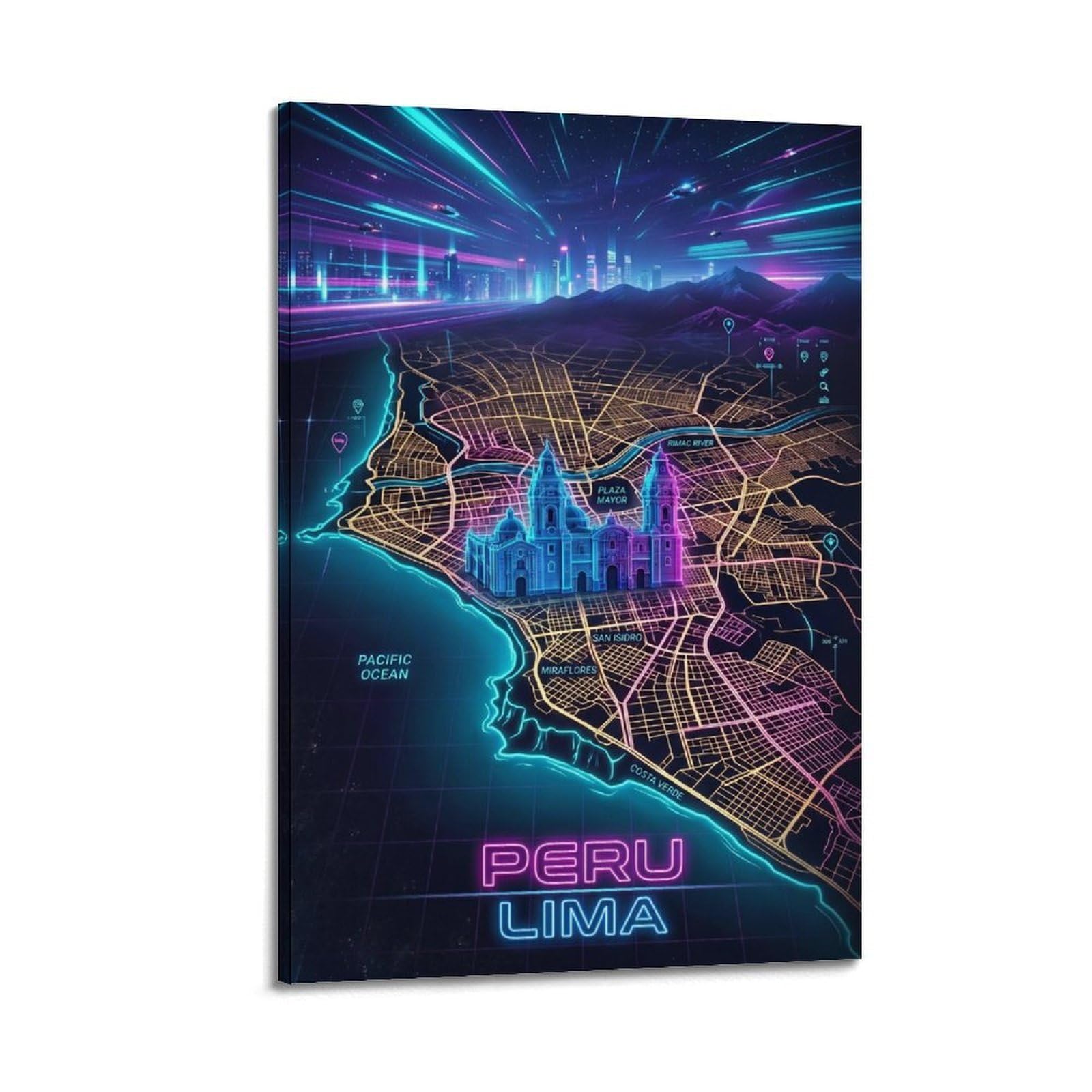 XKUGA Poster con stampa su tela decorativa moderna per camera dei videogiochi, Perù Lima anni '80, ideale per la famiglia, la grotta degli uomini, la sala giochi, la camera da letto di ragazzi e