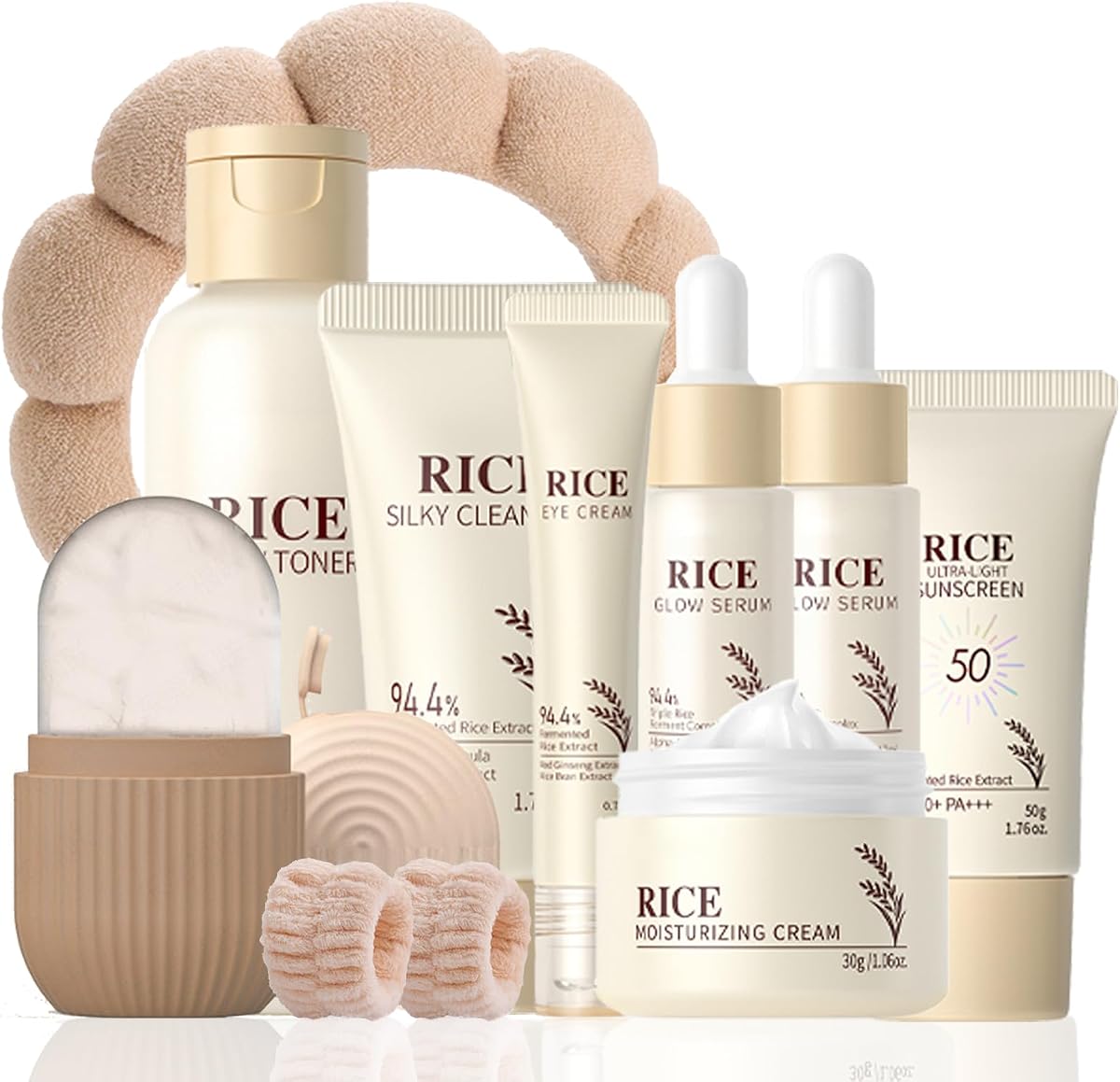 Set de cuidado de la piel Rice para regalos de cumpleaños para adolescentes - Cuidado de la piel para adolescentes de 10 a 12 años - Kit de rutina de cuidado de la piel hidratante para mujeres - Kit facial de cumpleaños para mujeres - Set de cuidado de la piel con limpiador, suero