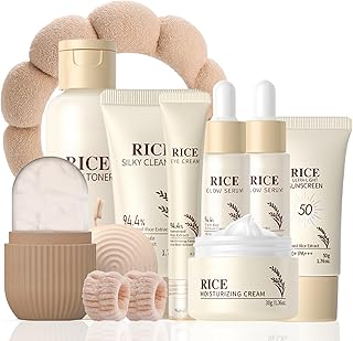 Rice Skincare Set for Teen Girl Gifts Birthday - Skin Care for Teens 10-12 - Hydrating Skin Care Routine Kit for Women - Gifts Birthday Facial Kit for Women - Skin Care Set with Cleanser,Serum