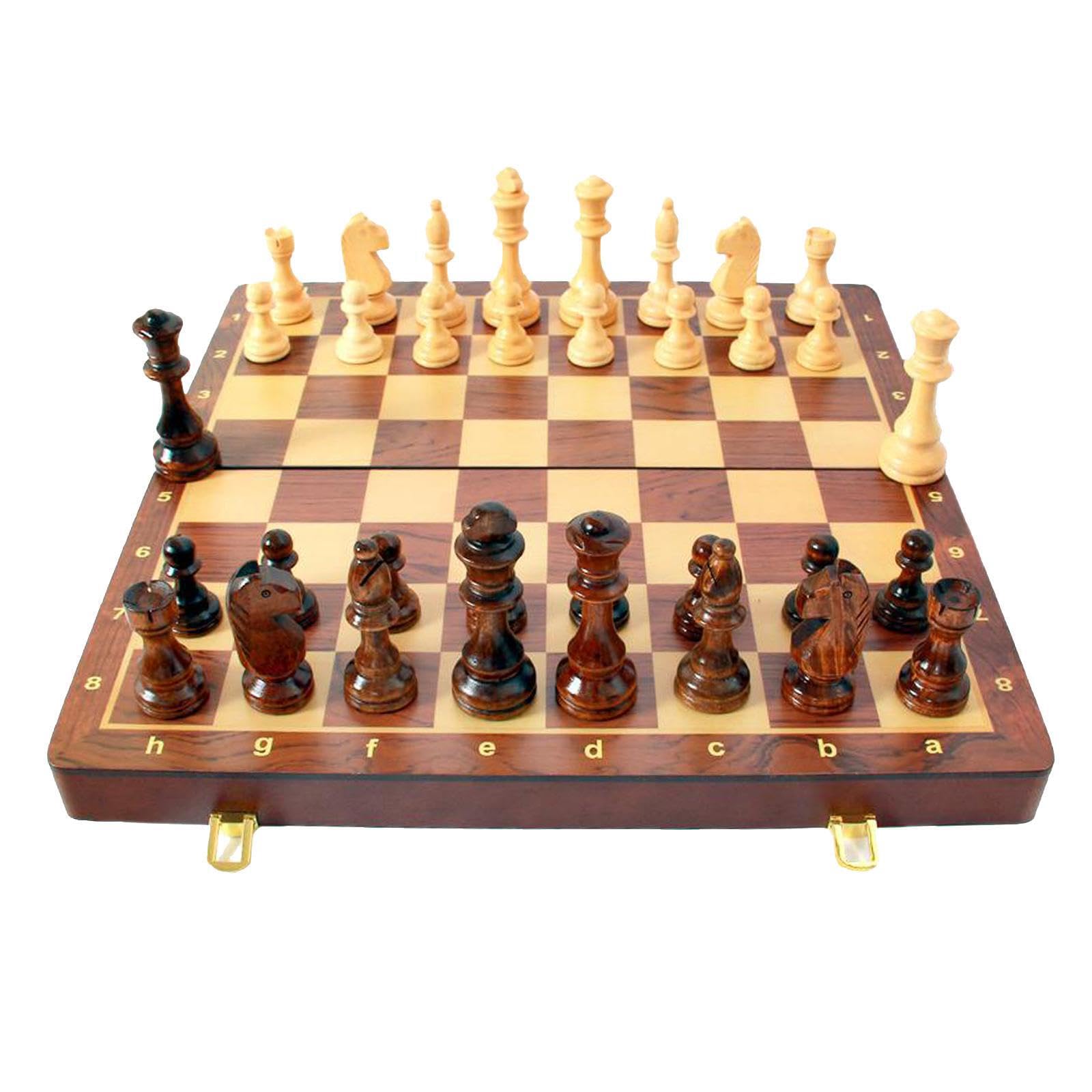 Soirée Jeux inoubliable avec Un Jeu d'échecs en Bois, Pliable et Facile à Transporter. Pièces en Palissandre fabriquées à la Main incluses. Jeu