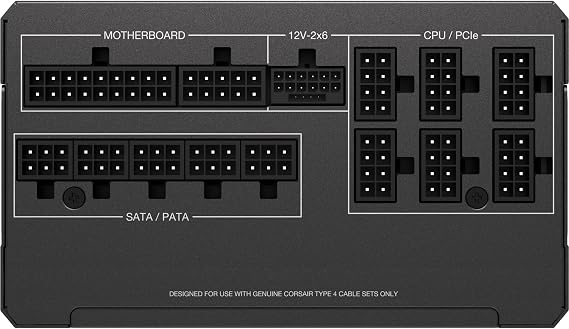 CORSAIR RM1000x Low Noise Full Modular ATX Power Supply - ATX 3.1 Compatible - PCIe 5.1 Support - Cybenetics Gold Efficiency - Local 12V-2x6 Connection - Black
