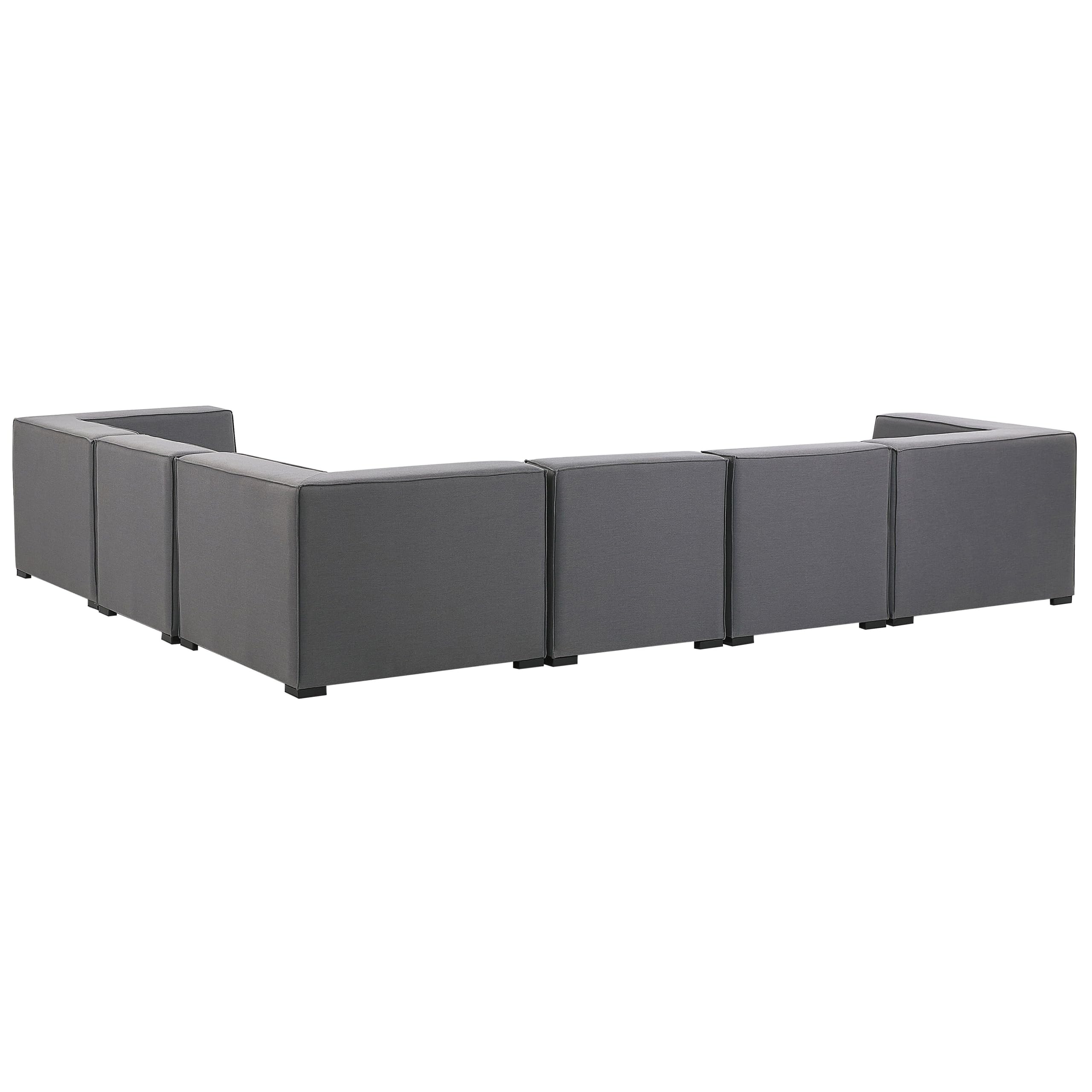 Zestaw ogrodowy lewostronny 7-osobowy z otomaną modułowy szary Arezzo