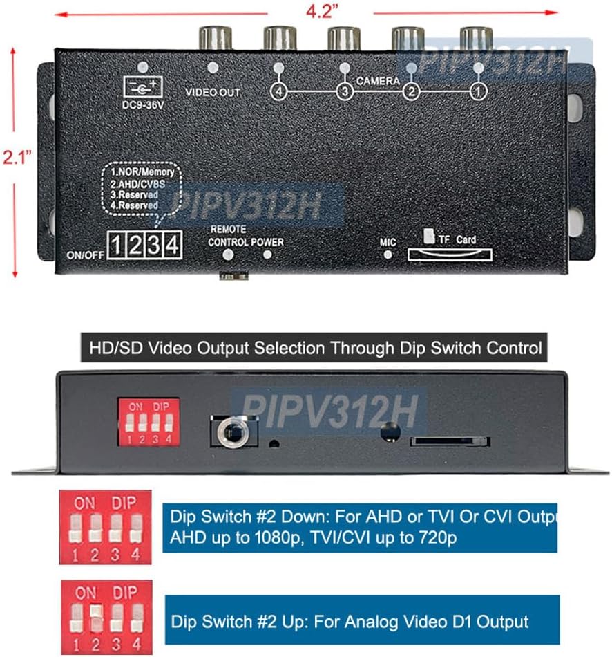 Premium Mini Quad View Video Recorder with Split-Screen Views for 1080p 720P HD SD AHD CVI TVI Cameras