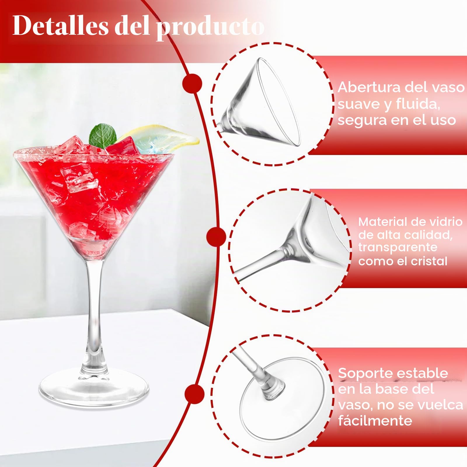 CYEER Set de 6 Vasos de Martini 190ml, Vasos de Espresso Martini (10x15,9cm), para Cena, Boda, Fiesta, Restaurante, Bar