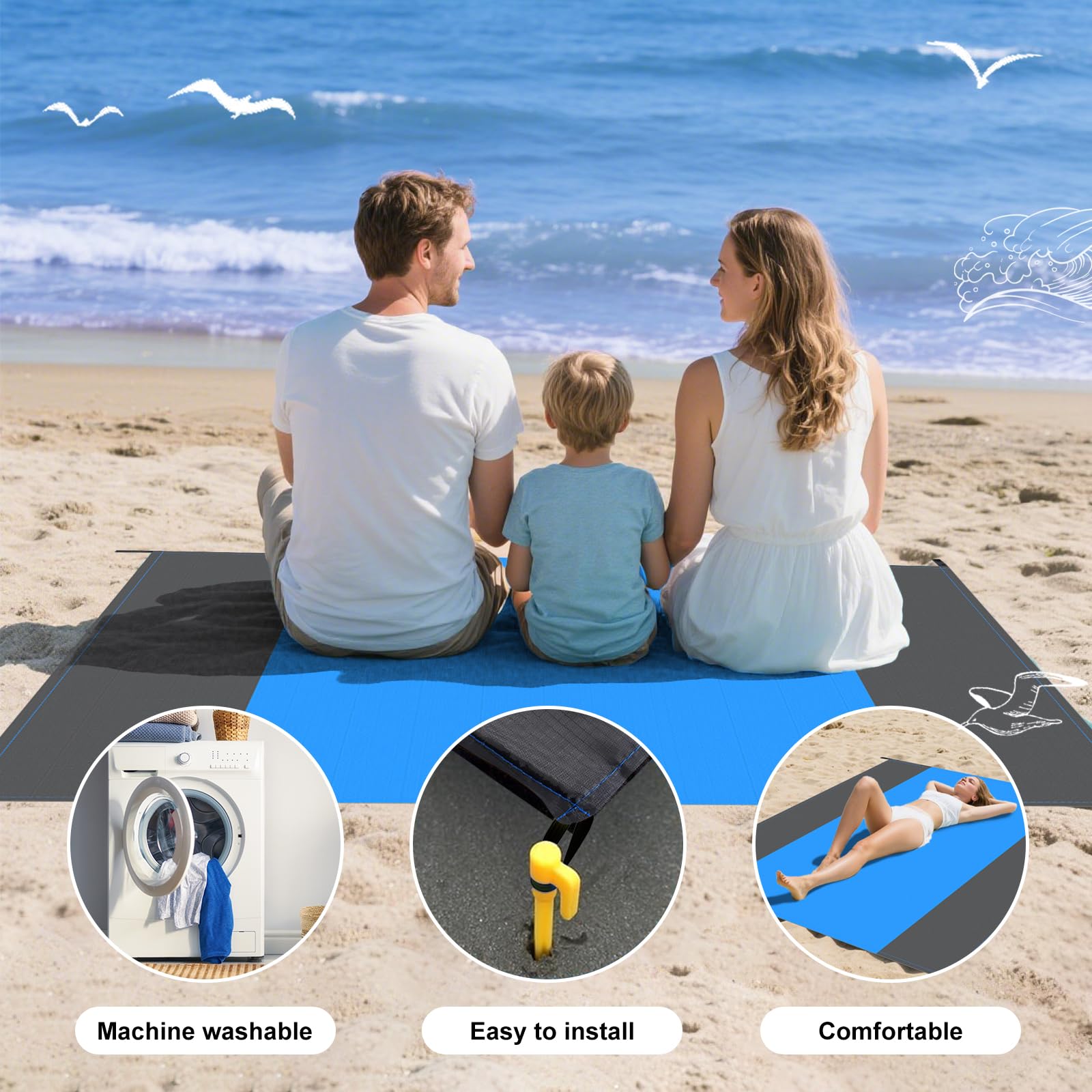 KIMIGO Picknickdecke 200x200cm - XXL Outdoordecke Für 4-6 Personen