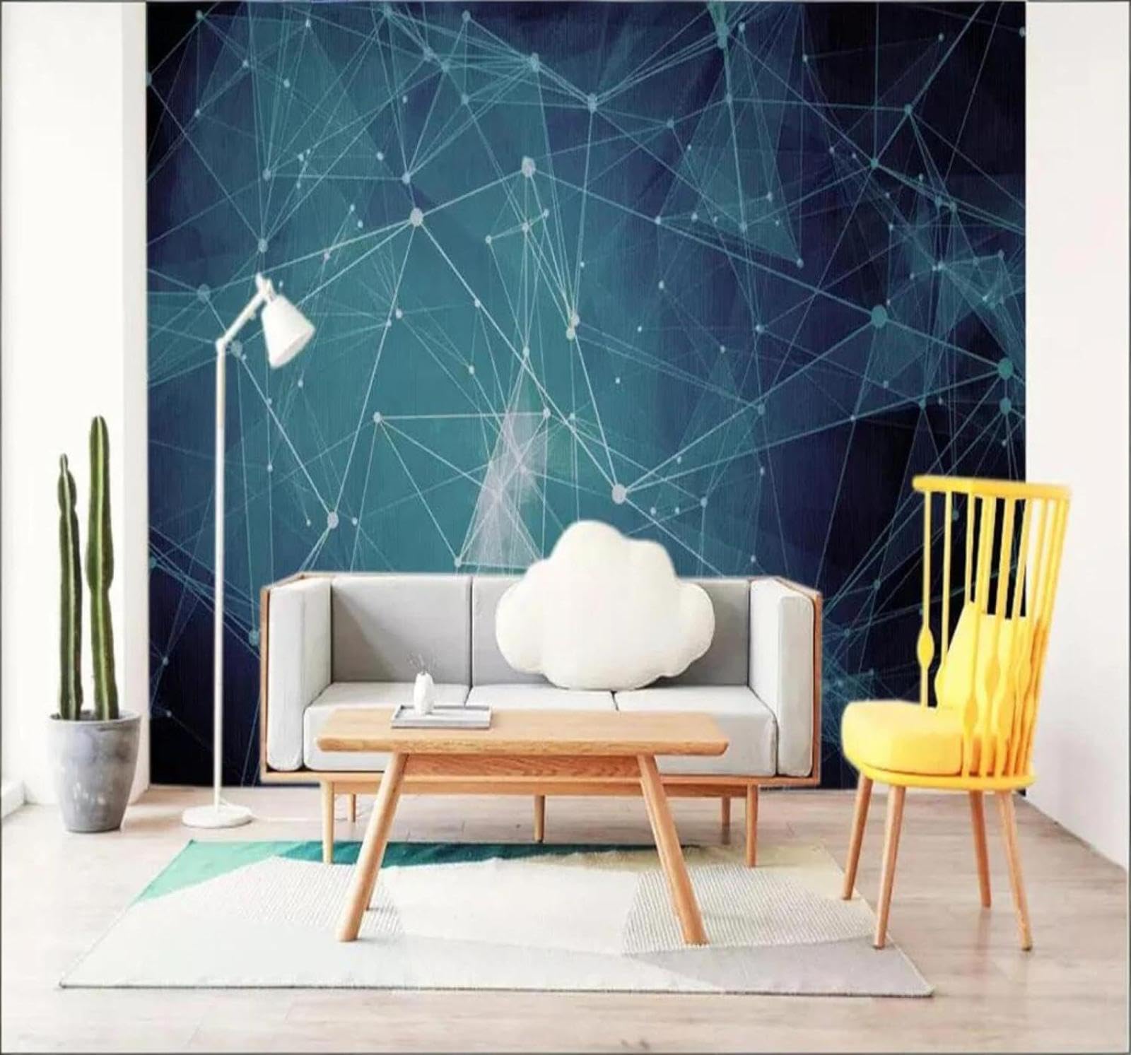 Xlming 430Cm×300Cm(B×H) Abstract Three Dimensional Blue Lines Starry Sky 3D Wallpaper Silky Texture Home Study Office Grey Dining Room Sofa Bedroom Living Room Tv Backdrop-430Cm×300Cm