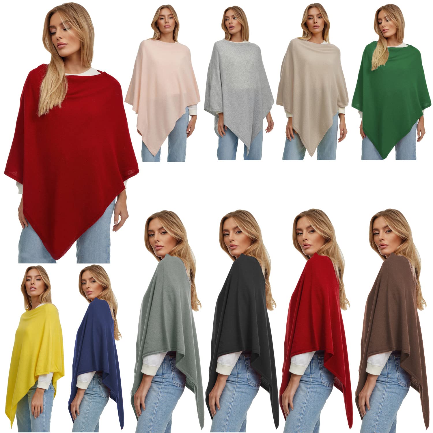GLAMEXX24 Poncho Donna Invernale Tinta Unita Cashmere Feeling Maglia Mantella Elegante per cerimonia Sciarpa Mantovana per Primavera e Autunno