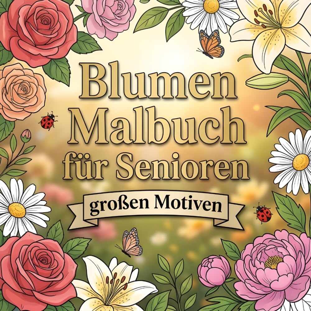 Blumen Malbuch für Senioren / Große Motive