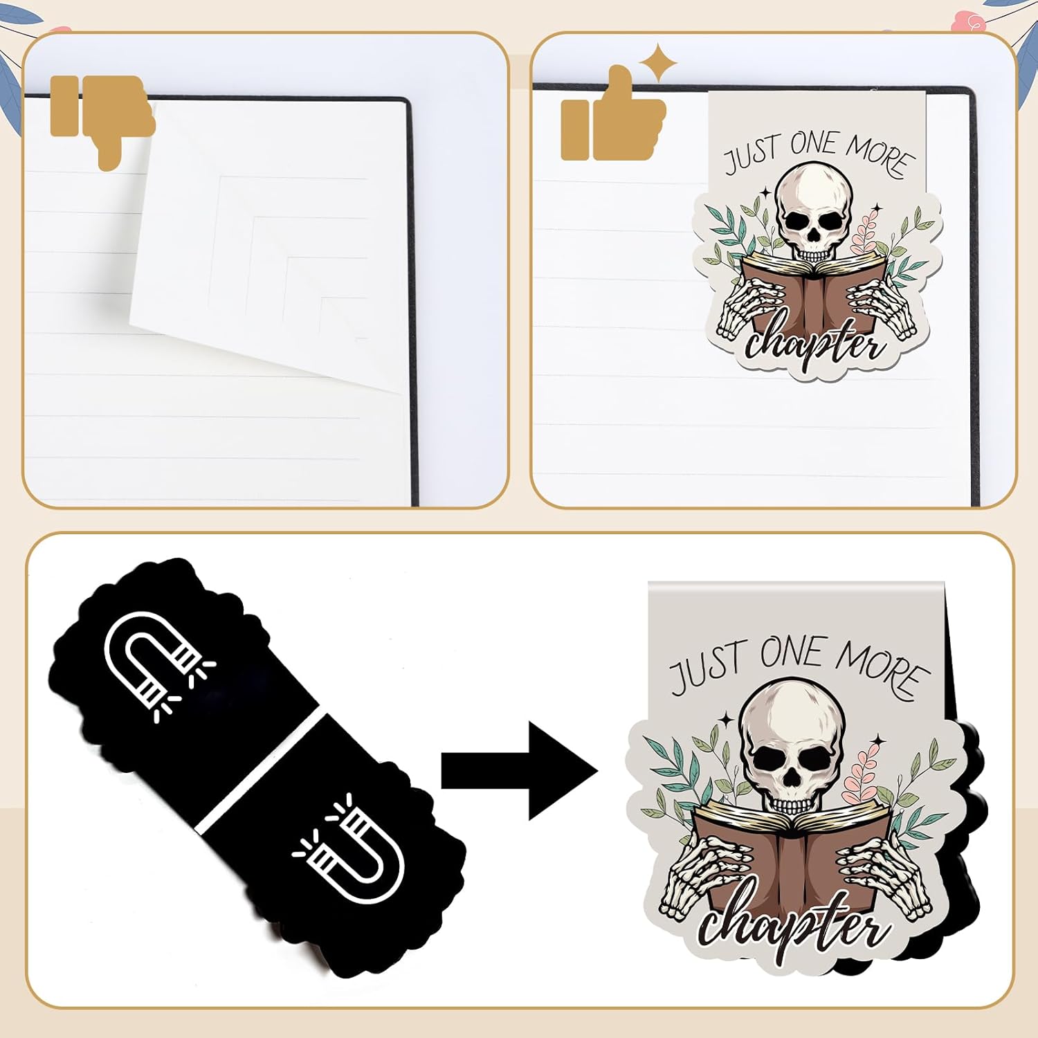 Bookish Magnetic Bookmark Gifts - 8Pcs Book Lovers Bookmarks Magnetic Book Mark Magnets Cat Flower Book Mark Magnet Vintage Bookmark Page Markers Clip for Women Reading Students Teachers - Image 4