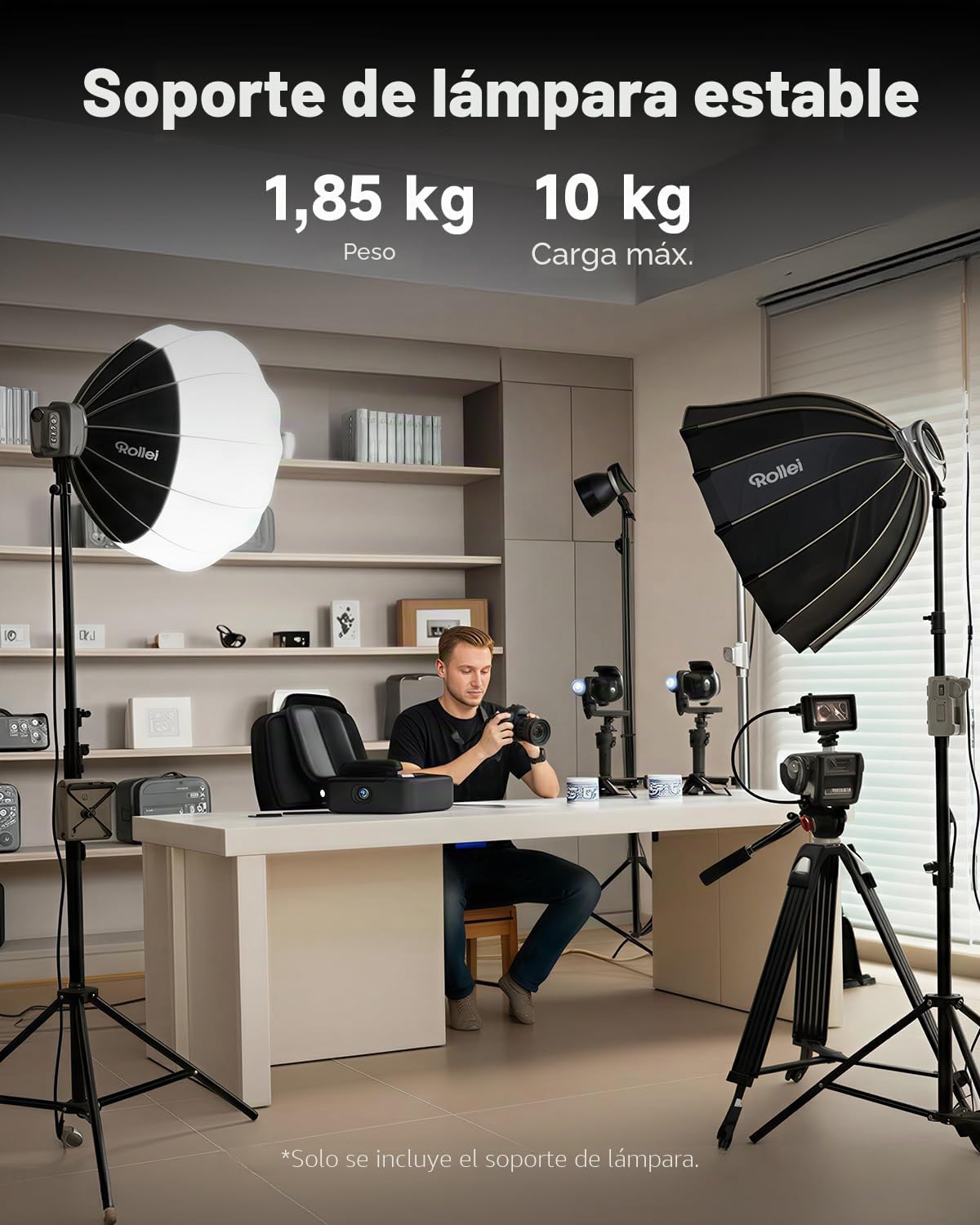 Rollei Trípode de Lámpara Profesional 285 cm de Aluminio Capacidad de Carga Máx. 10 kg