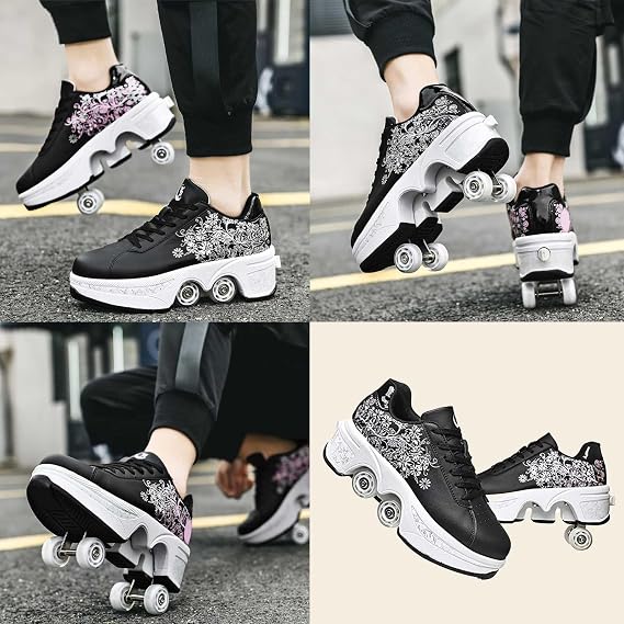 Roller Skates for Men, Women, Boys & Girls - Black, Size 5-10.5