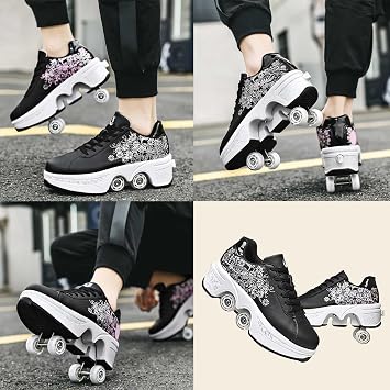 Roller Skates for Men, Women, Boys & Girls - Black, Size 5-10.5
