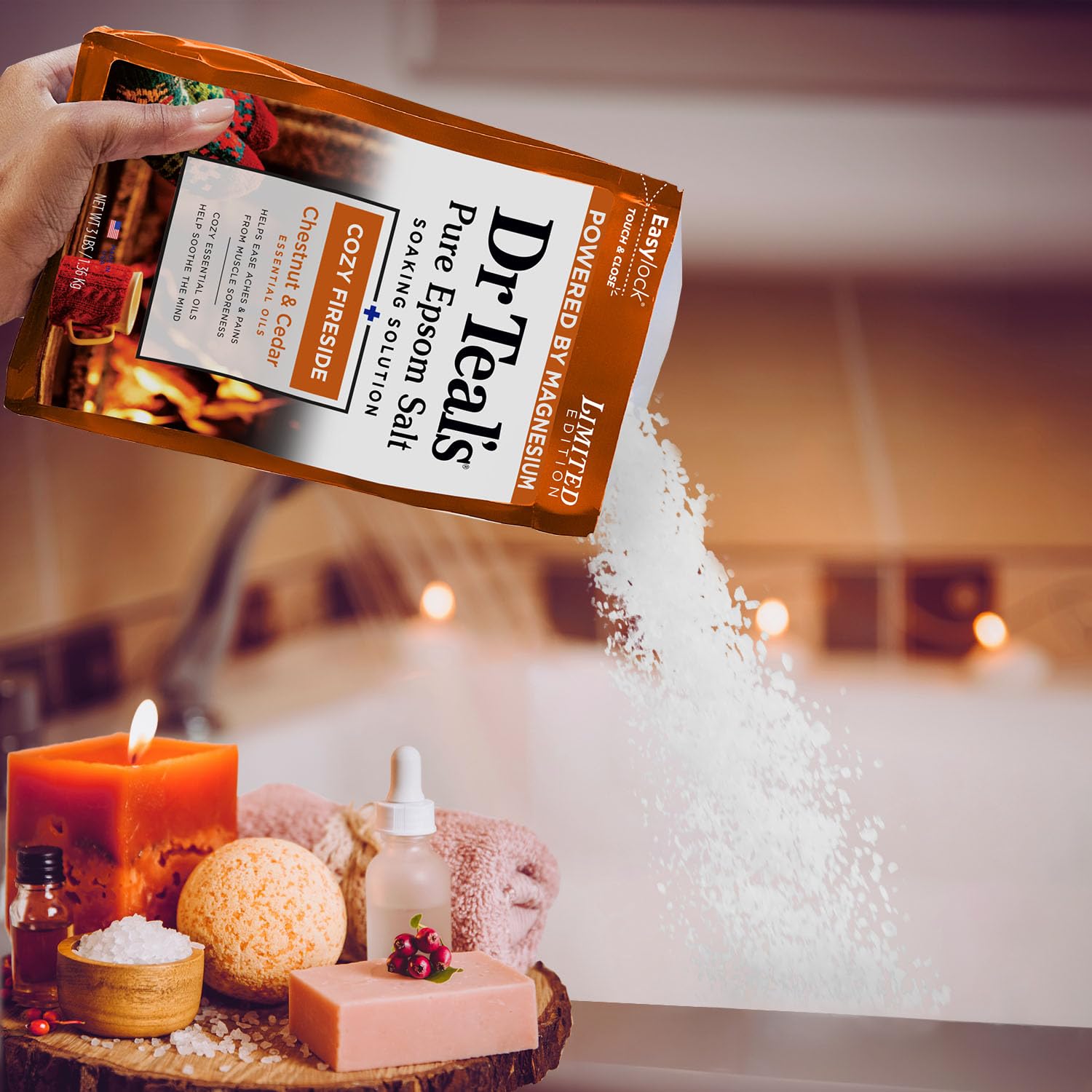 Amazon.com : Dr Teal's Epsom Salt Magnesium Soak, Cozy Fireside, 3
