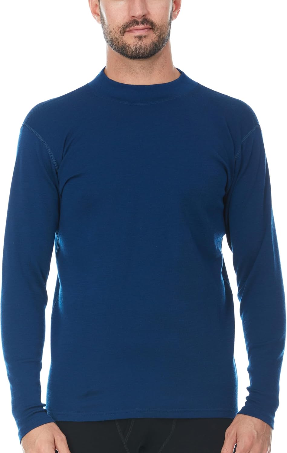100% Merino Wool Men's Midweight Mock Neck - Base Layer Top - Warm Under Shirt