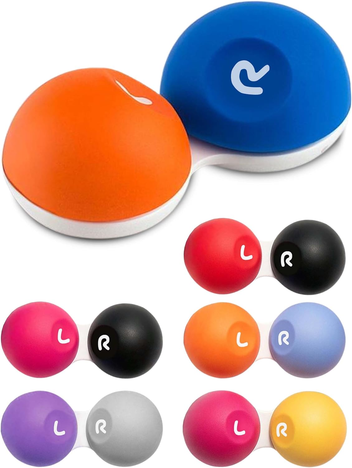 Sports World Vision 6-Pack Soft Grip Contact Lens Cases - Leakproof Screw Top Travel Storage with Anti-Slip Rubber & L/R Labels