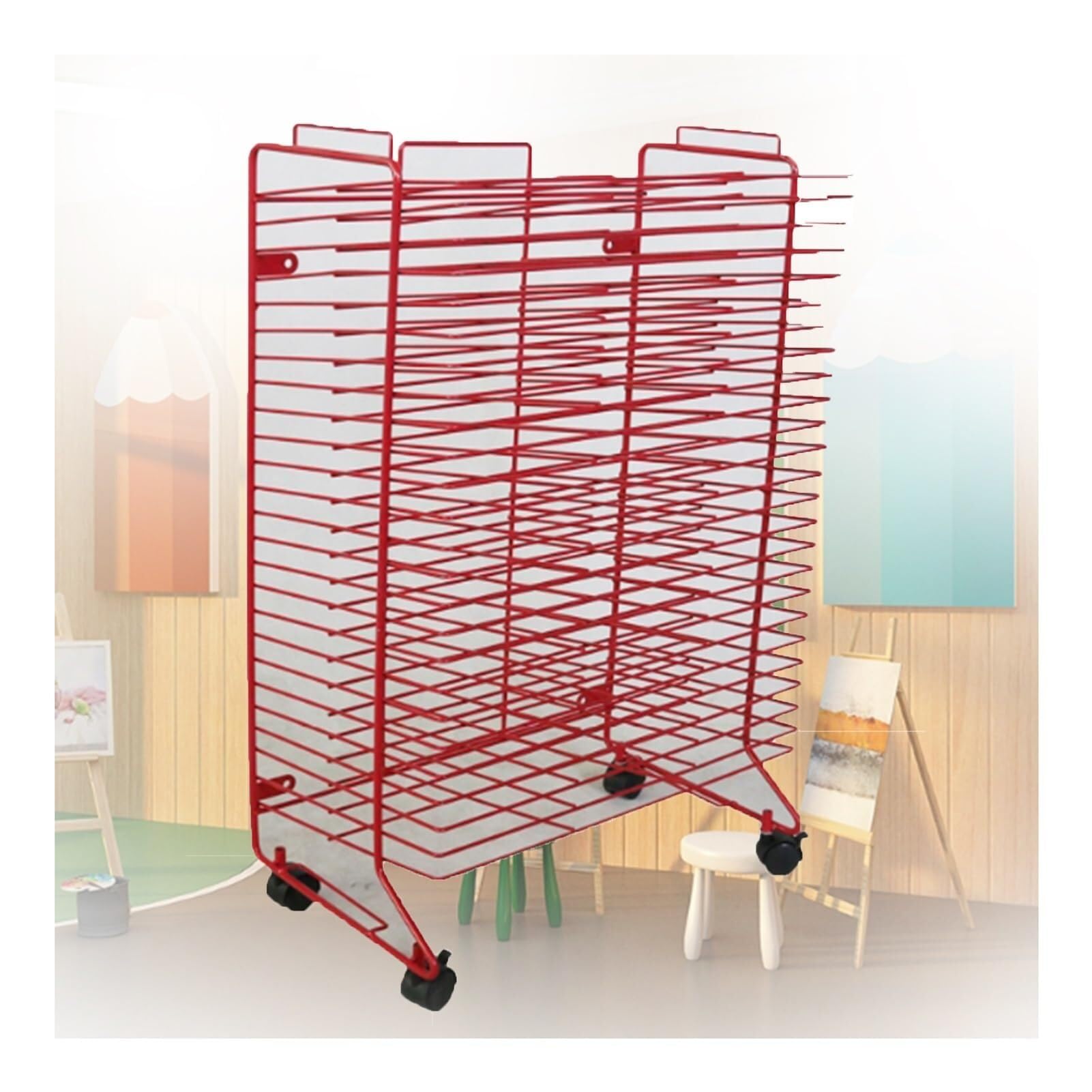 Aioneer Art Drying Rack, Portable Mobile 25 Shelves Artwork Stack With Wheels, Ideal For Schools, Classrooms, Art Studios, And Art Clubs