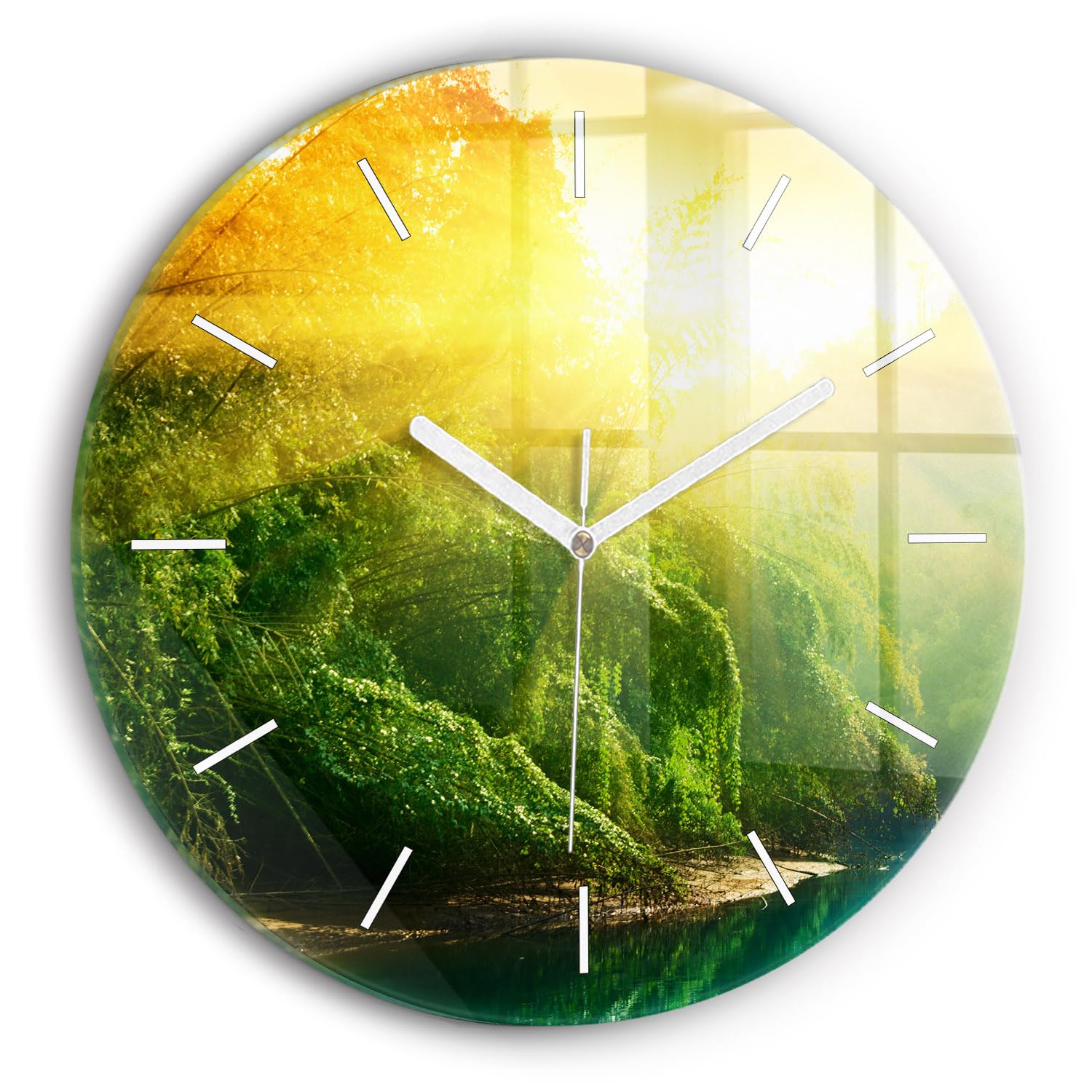 Horloge en verre 30 cm Nature paisible pour un salon moderne et relaxant