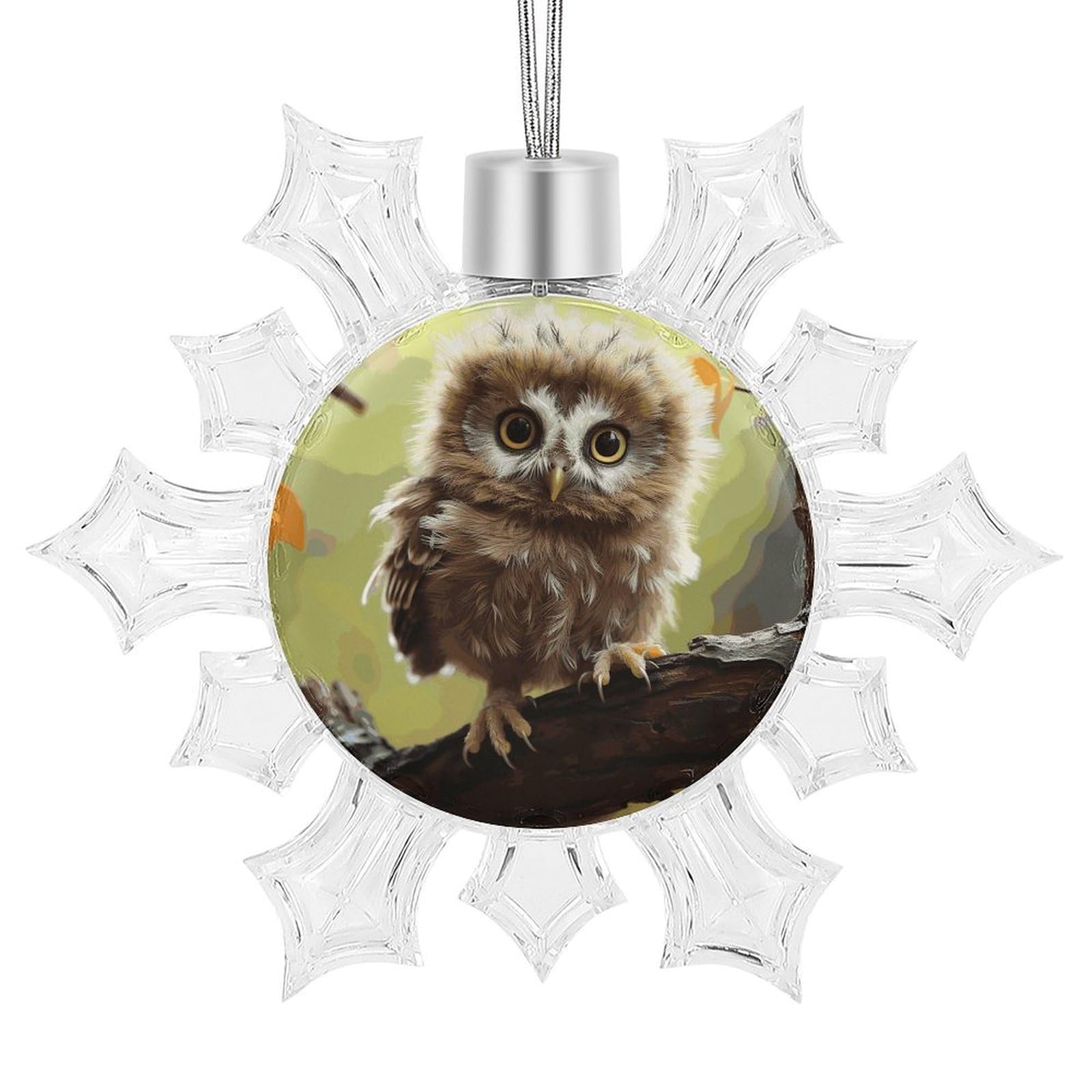 Pendentif de Noël 2024 d'exception en aluminium, décor de bébé hiboux chic