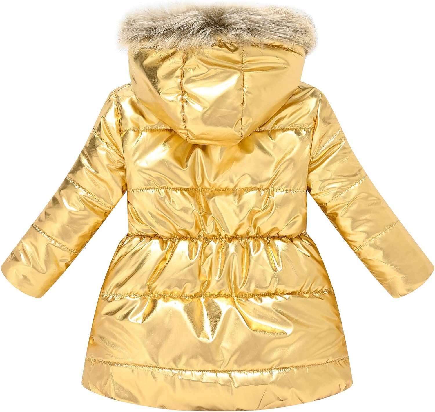 Toddler Girl's Winter Fleece Lined Long Parka Puffer Coat Insulated Ski Jacket with Fur Trim Hood (Yellow, 10-11 Years)
