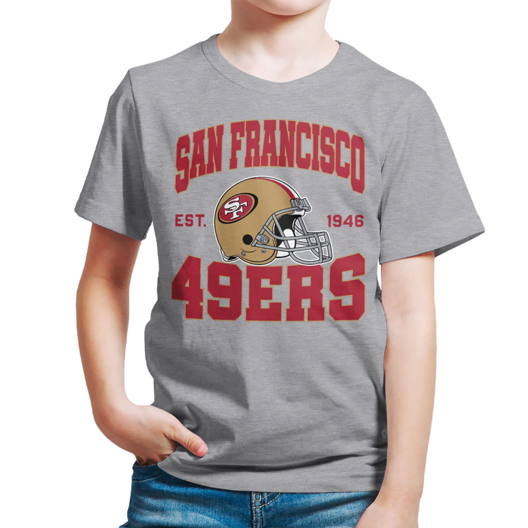 Junk Food Unisex Kids Team Helmet NFL Youth T-Shirt, Athletic Heather, 16-17 Years UK