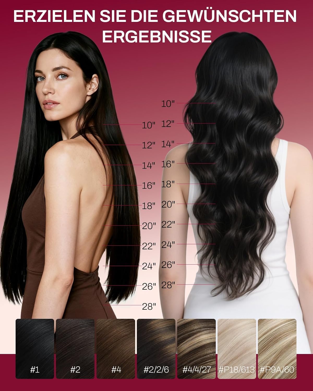 Moresoo Butterfly Weft Extensions Echthaar 50 g 24 Zoll Haarverlängerung | Natürlicher Look,Einfache Anwendung,Für Salon und Friseur,Leicht Zu Stylen,Haarverdichtung Mehr Volumen Hochwertig