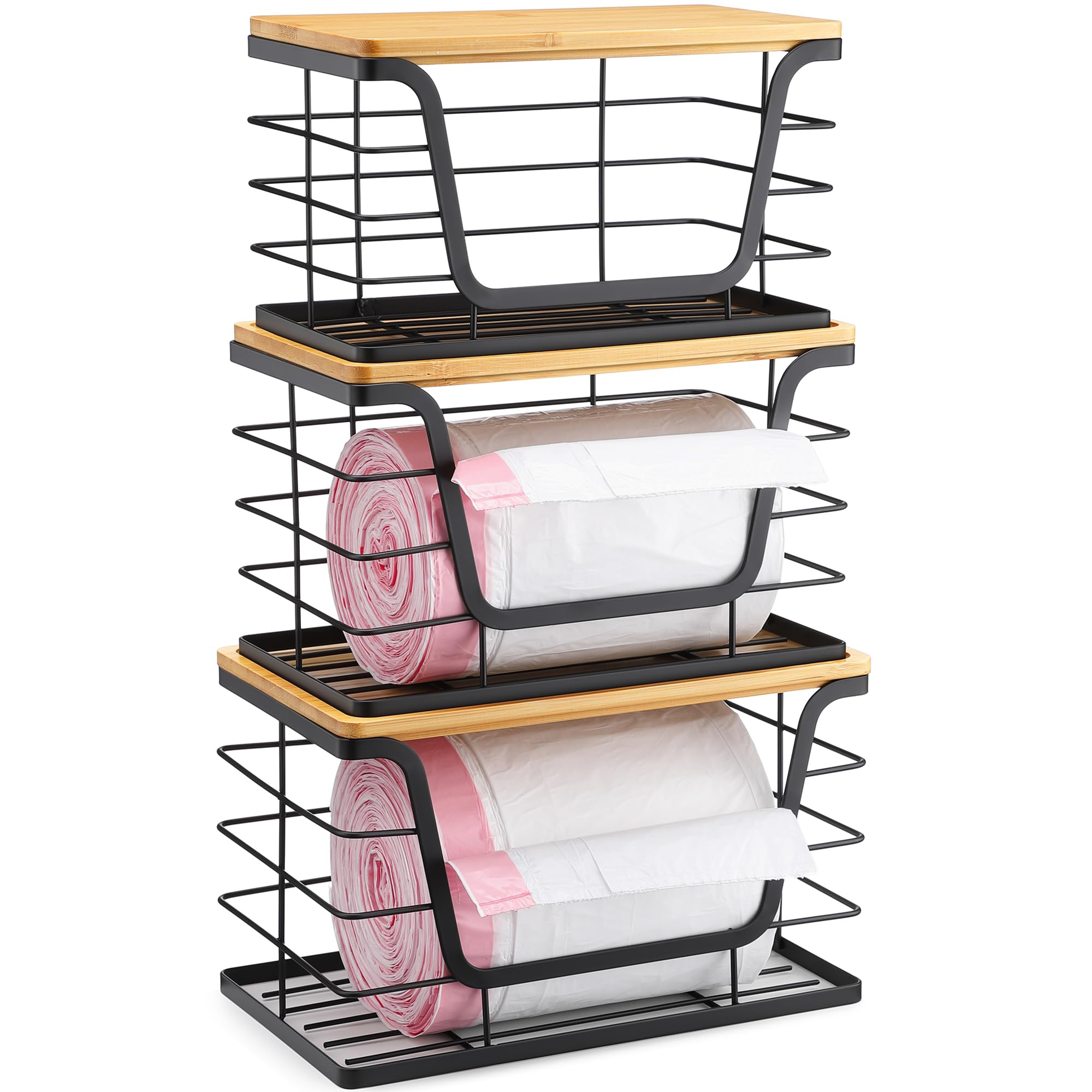 Bac de rangement empilable en acier inoxydable ALOCEO (lot de 3) avec couvercles pour la cuisine