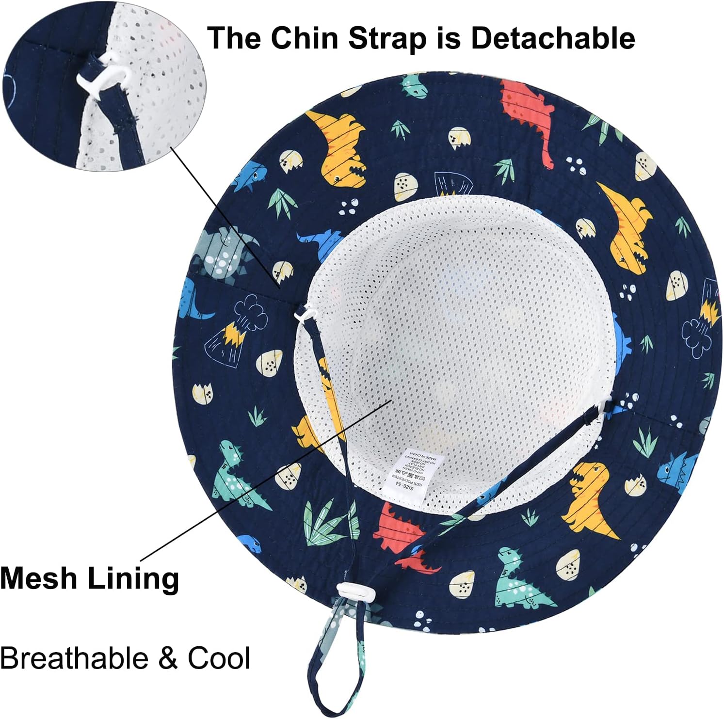 Baby Sun Hat Adjustable - Toddler Kids Beach Pool Bucket UPF 50+ Wide Brim Chin Strap Summer Play Hat - Image 3