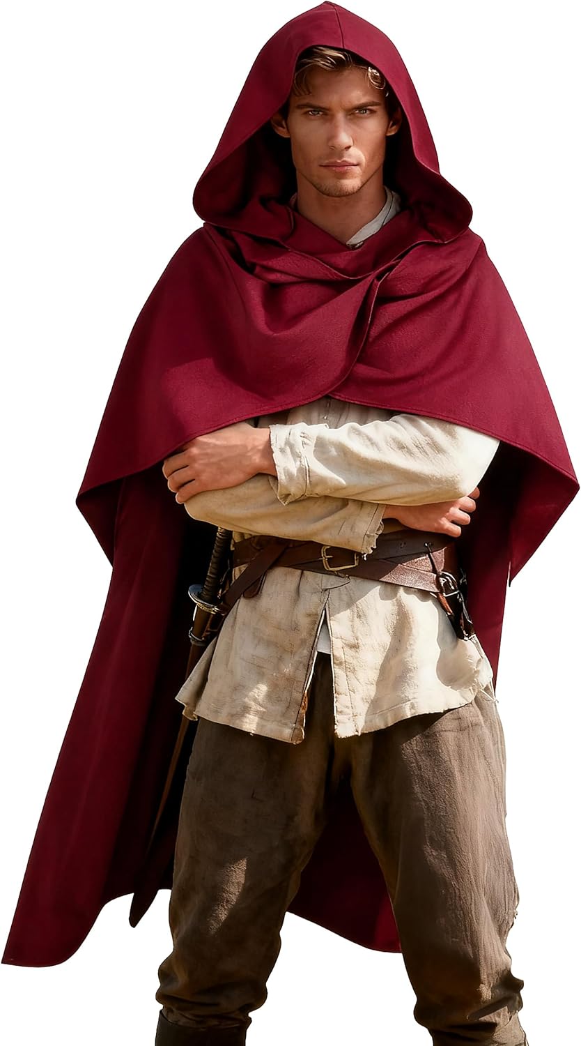 Medieval Hooded Shawl Renaissance Multifunctional Cowl Scarf Cape Desert Post Apocalyptic Costume LARP Assassin Cosplay