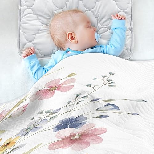Miniatura 4 de Kigai Wildflowers - Manta de bebé para niños y niñas, mantas de envolver suaves y acogedoras mantas de viaje para niños recién nacidos, 30 x 40