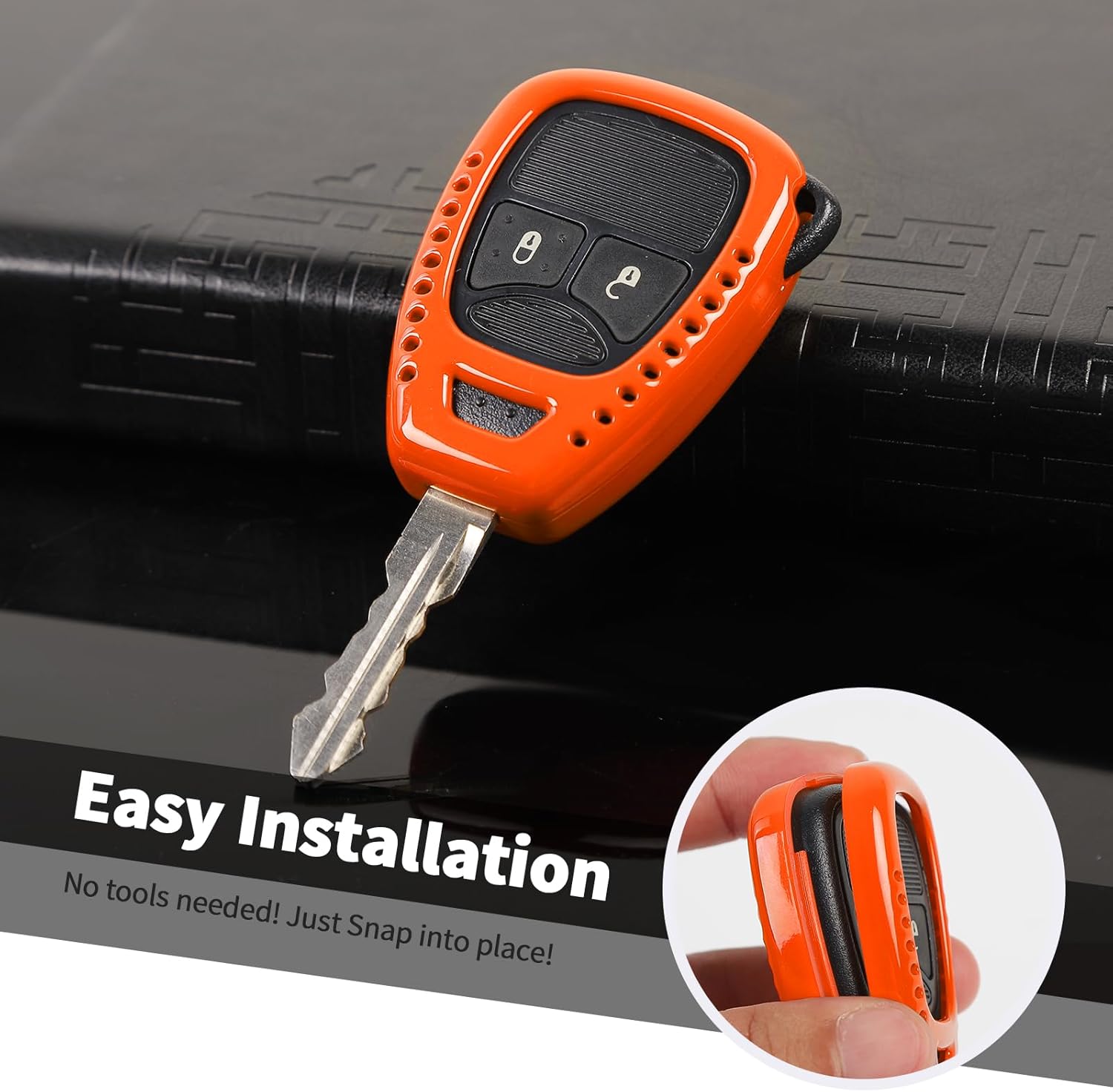 Jimen Key Fob Cover Case Protector Fit for Jeep Wrangler JK JKU 2007-2018, Fit for Jeep Compass 2008-2016, Fit for Jeep Patriot 2011-2016 (Orange), Jimen013WCPKF - Image 6