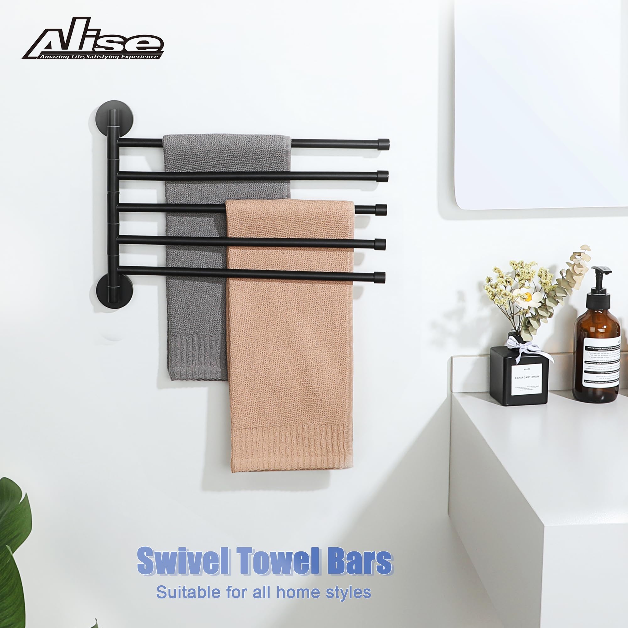 JunSun Stainless Steel Towel Ring – Modern Matt Black, Wall Mounted Bathroom Hardware