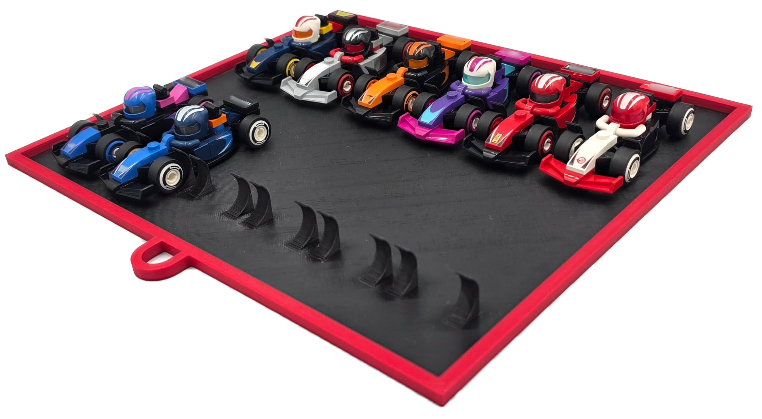 Display für LEGO 71049 F1 Minifiguren – Wandhalterung & Stand für 12 Boliden – 2in1 Display Rahmen für Wand & Regal – Motorsport Deko (Rot)