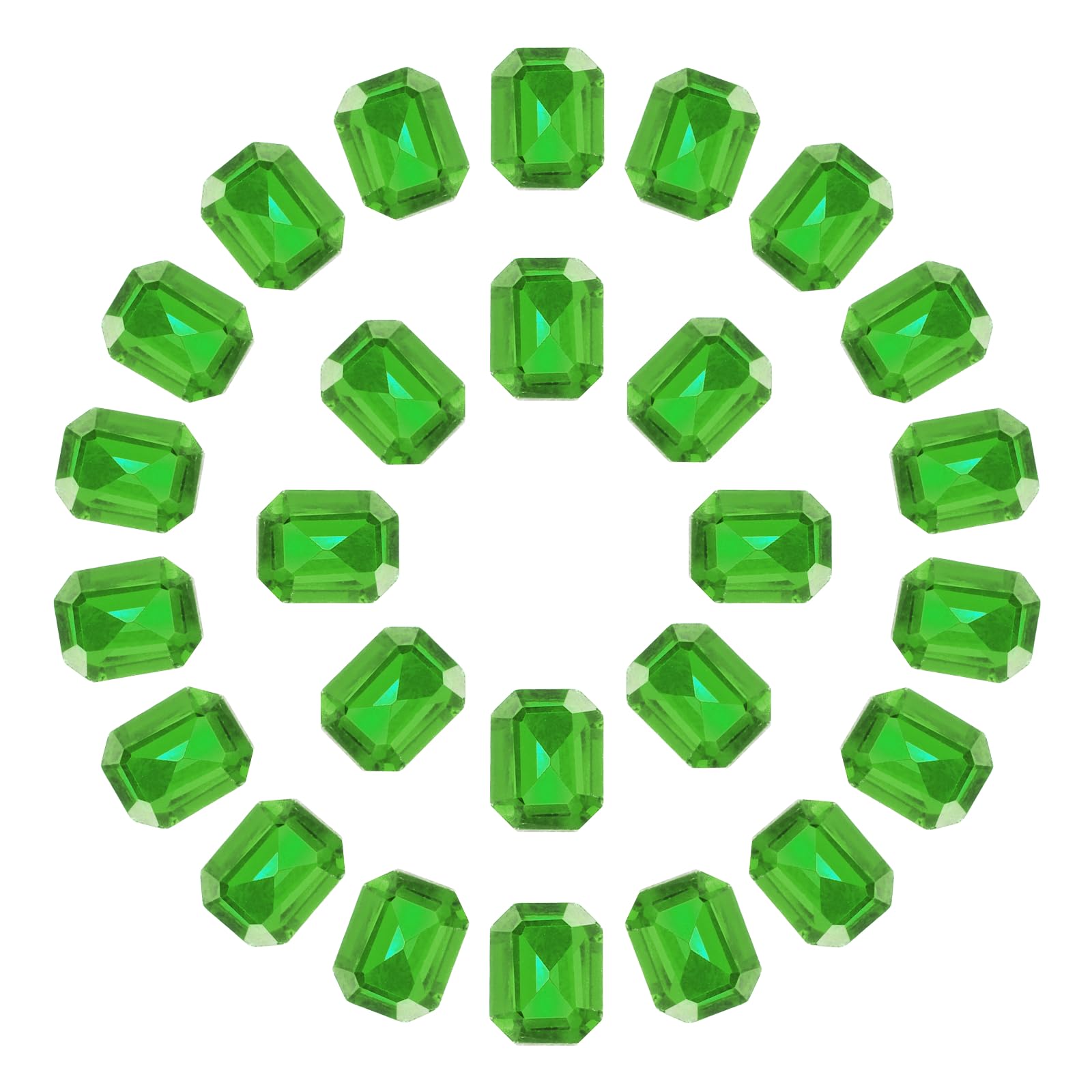sourcing map 8x10MM Octagon Rectangle Rhinestones, 50 Pcs Crystal Faceted Rhinestones with Silver Plated Glass Gems for Crafts (Grass Green) — image 1