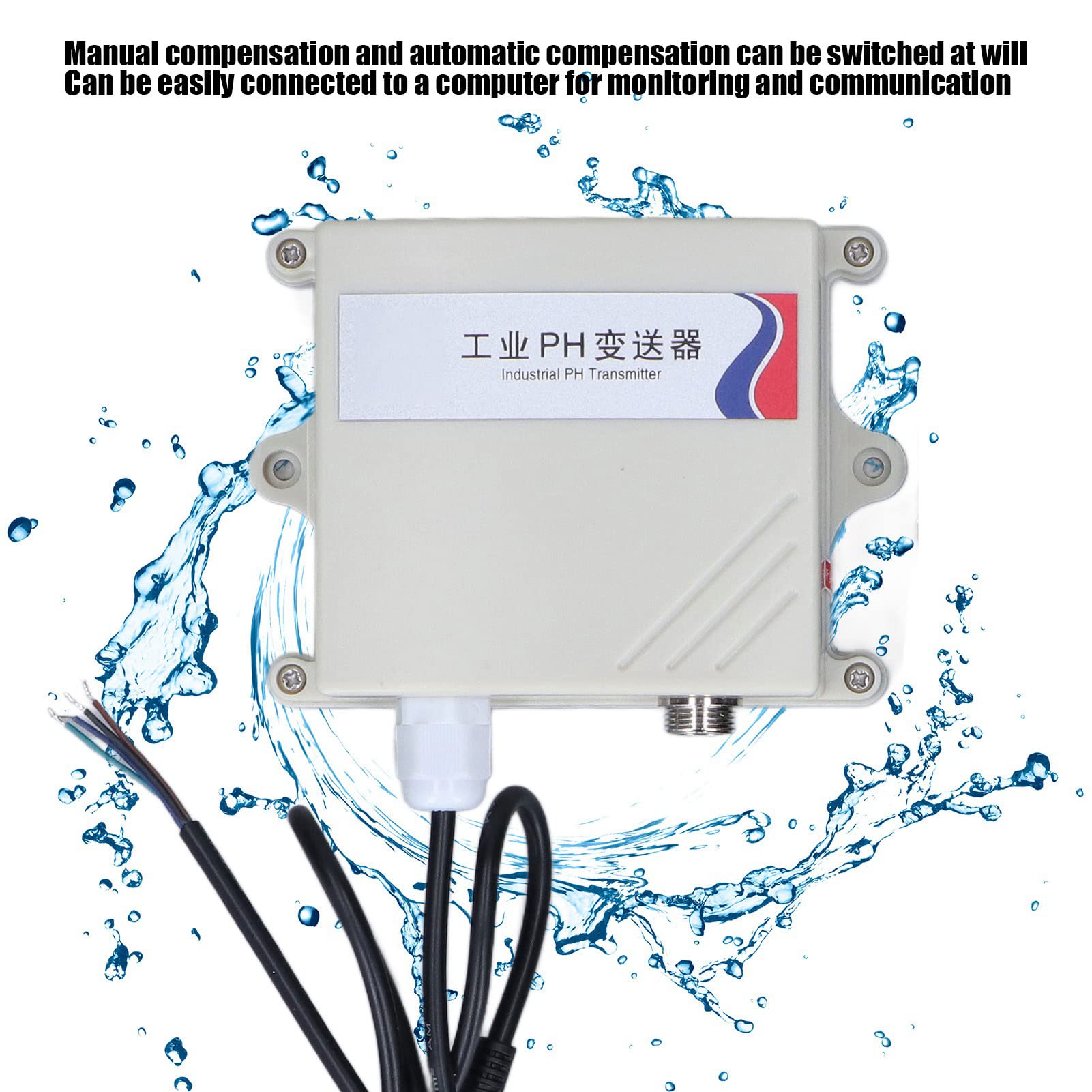 Alvinlite Trasmettitore PH Industriale, Trasmettitore PH RS485 Trasmettitore sensore Temperatura umidità DC10~30V per acquacoltura