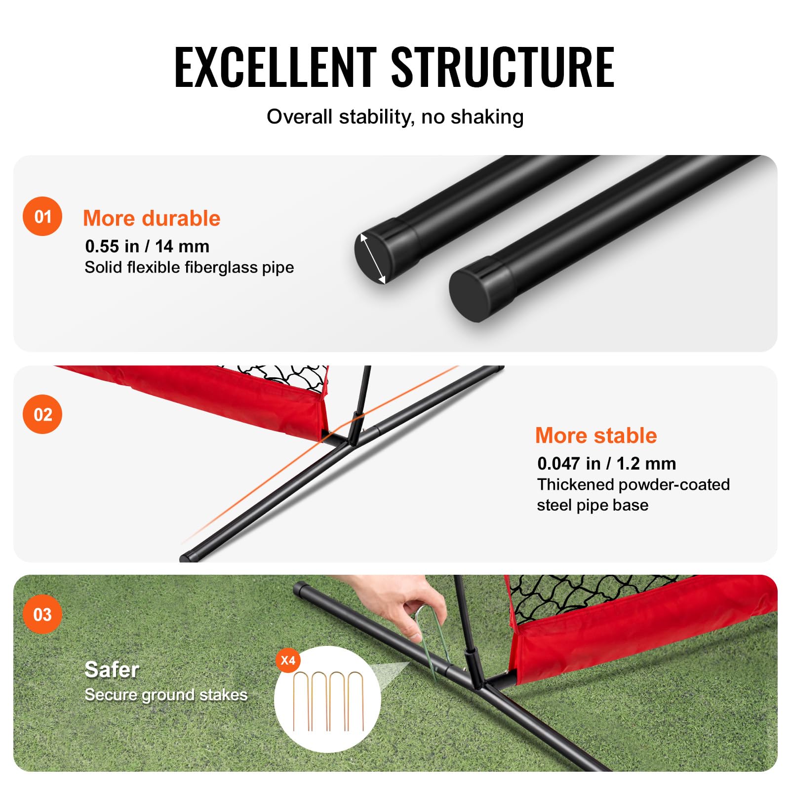 VEVOR Barricade Backstop Filet de Protection Portable avec Sac de Transport, écran de Protection pour Baseball, Softball, Lacrosse, Football, Hockey, pour arrière-Cour