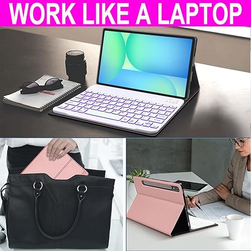 Miniatura 80 de Funda de teclado para Samsung Galaxy Tab S10+ Plus, S9 Plus, S9 FE+, S9+/S8 Plus, S8+/S7 Plus S7+ S7 FE de 12.4 pulgadas, funda de teclado Bluetooth