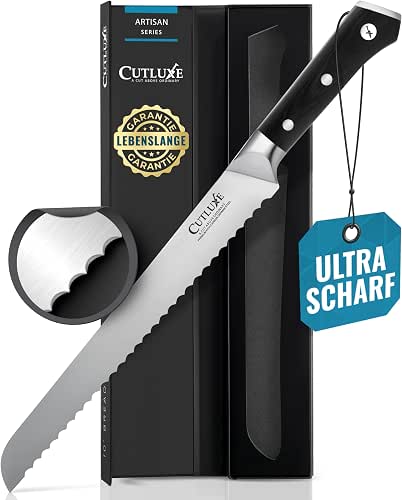 Cutluxe Brotmesser 25cm mit Wellenschliff – deutscher Stahl, Scharf