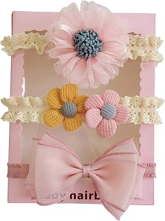 SYGA 3 Pcs Baby Girl Headband Soft Flower Bow Strechable Hairband Suitable For Newborns, Infants, Toddlers and Kids 0-3 Ye... Price In India