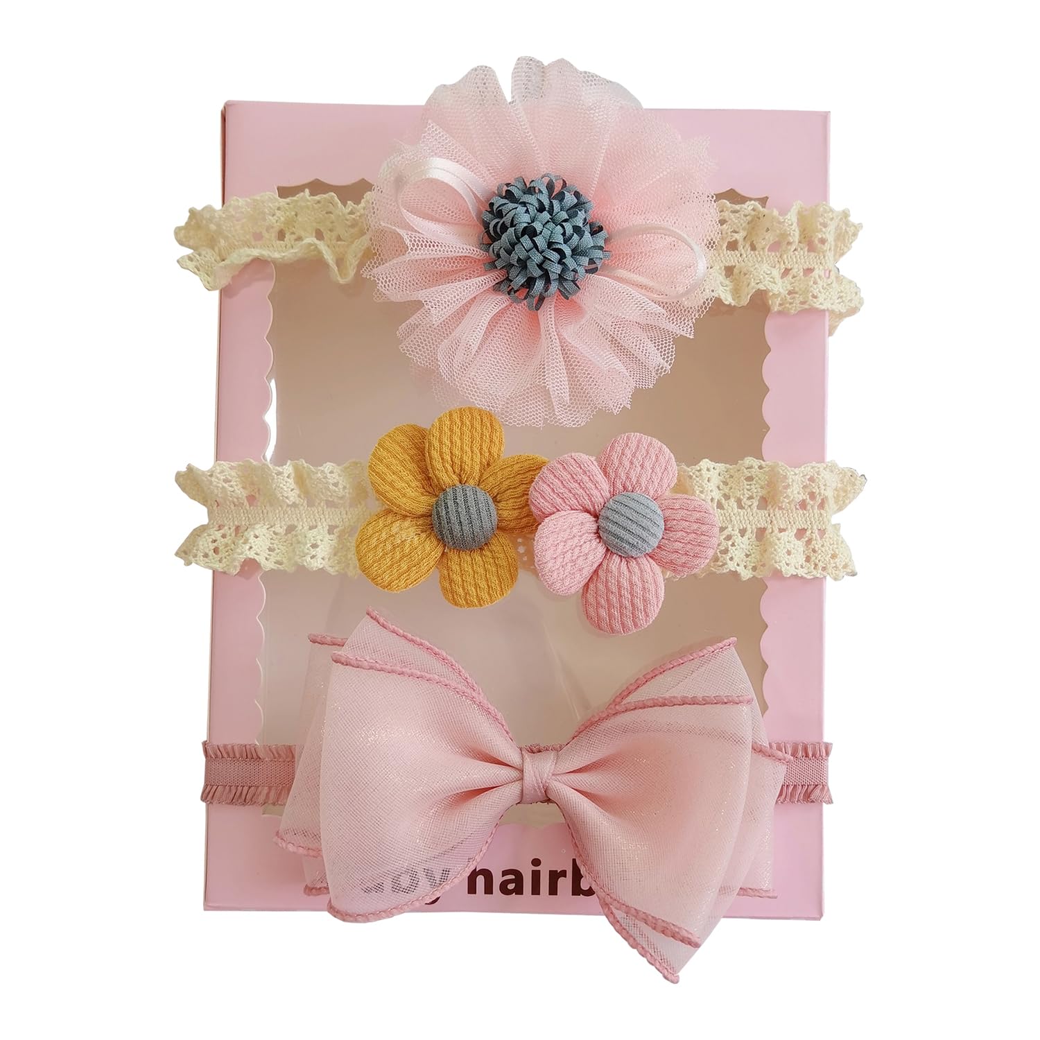 SYGA 3 Pcs Baby Girl Headband Soft Flower Bow Strechable Hairband Suitable For Newborns, Infants, Toddlers and Kids 0-3 Years(Color - 1026)-picture-15