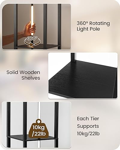 Miniatura 3 de Lámpara de pie de 64.2 pulgadas con estantes, estante de esquina moderno con luz, lámpara de pie LED con control remoto para sala de estar, luz alta