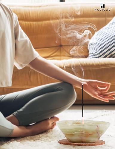 Miniatura 3 de Radicaln Soporte de incienso de mármol de 5.5 pulgadas, palo de palosanto hecho a mano verde para decoración del hogar, soporte de incienso moderno