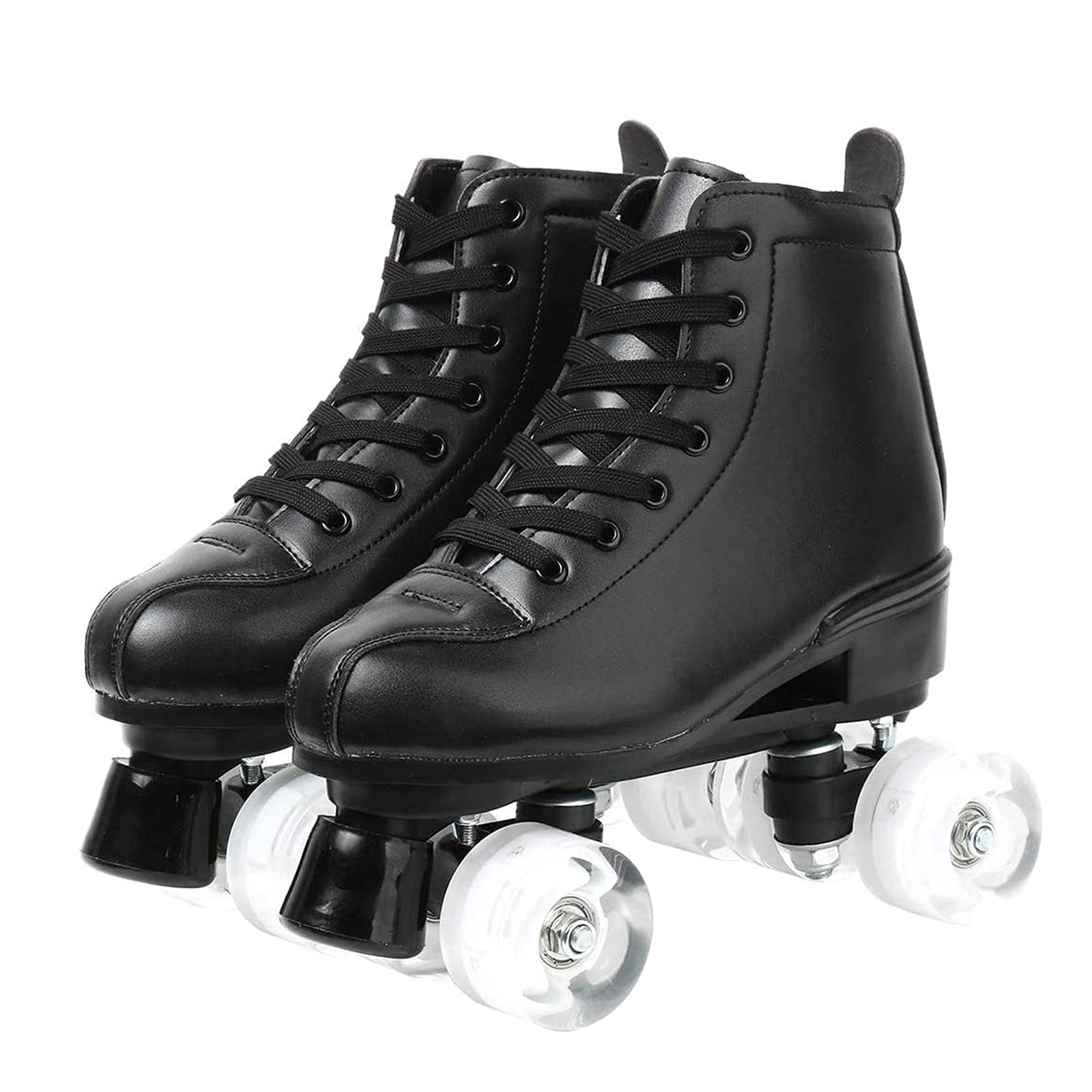 Pattini Quad da Strada, Pattini Professionali A 4 Ruote, Pattini Roller Adulto Unisex, Materiale in Pelle PU, Pattini A Rotelle Ragazza 4 Ruote,Black Transparent Wheel,45