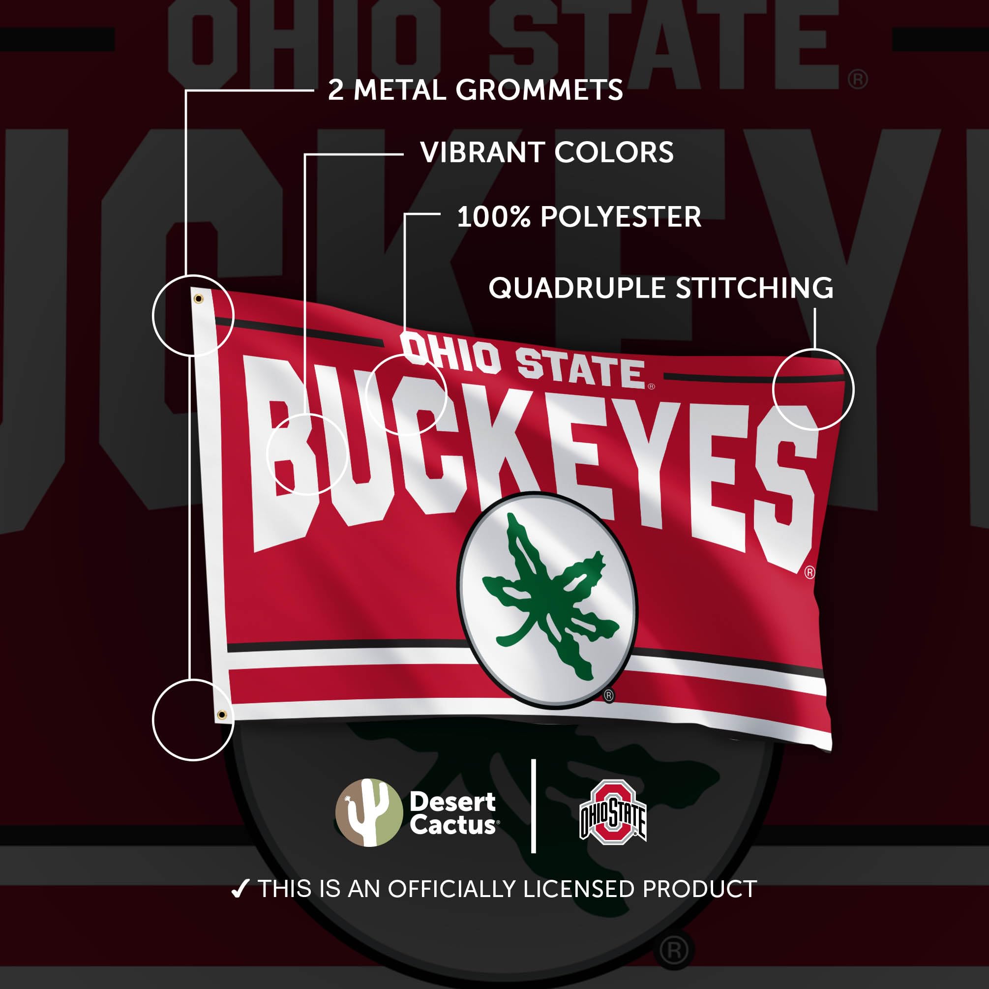 Desert Cactus Ohio State University Flagge, 90x150 Cm – Strapazierfähiges Polyester, Für Innen/außen, Mit Metallösen