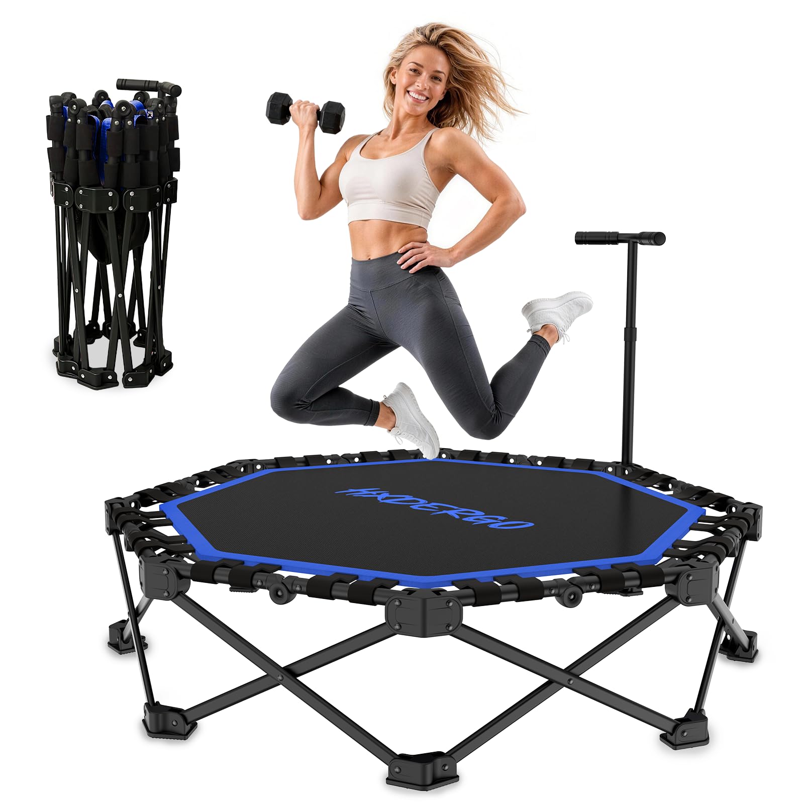HXD-ERGO 48" Foldable Mini Trampoline Fitness Rebounder (Blue)