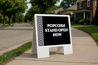 Popcorn Stand Open Now Formal Folding Coroplast A-Frame Double Sided 23x...
