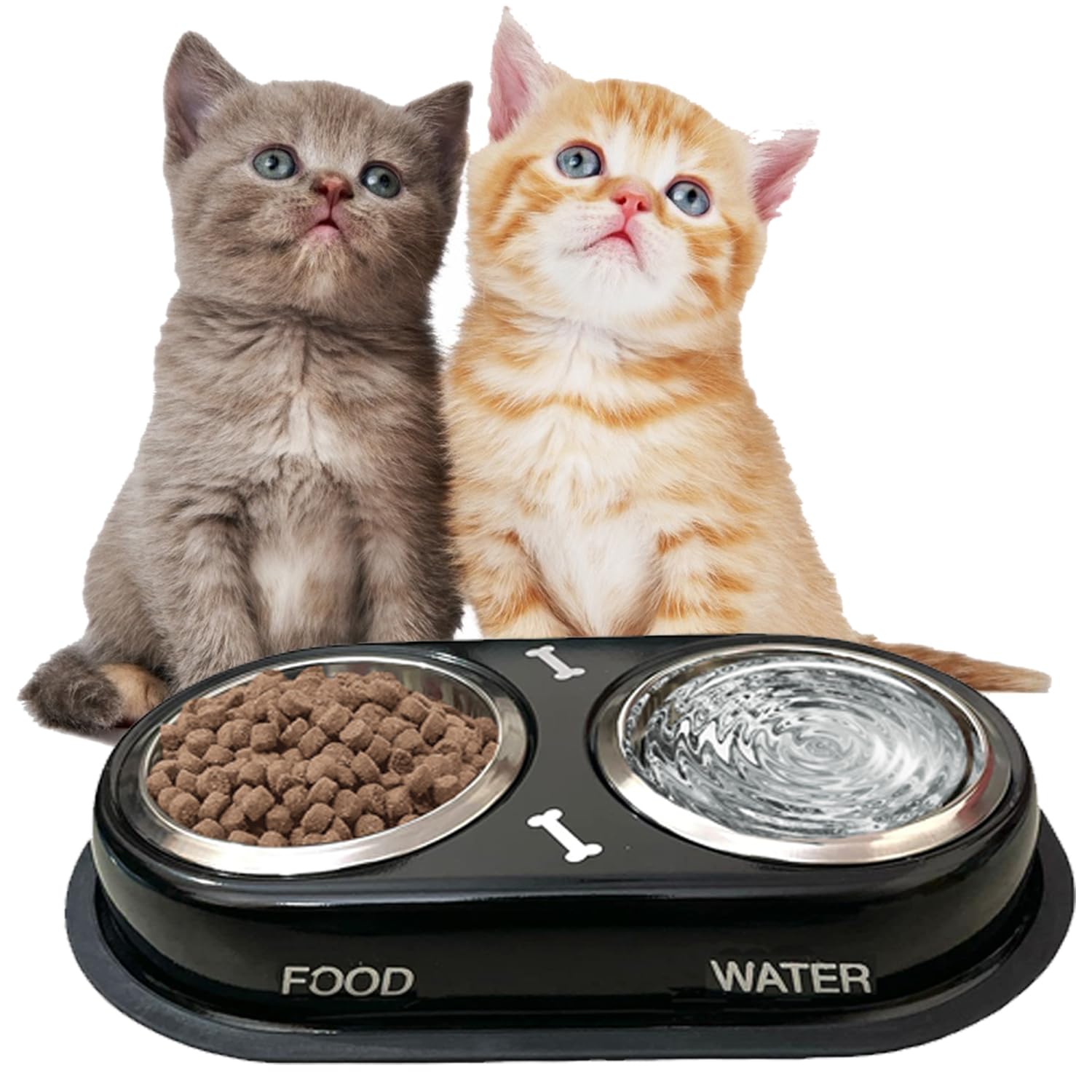 Movson Stainless Steel Double Diner Dog and Cat Food Bowls with Anti Slip Mat - Set for Drinking or Eating Food (Color May Vary, 2 X 300 ml) (B0CBK1QG7T) Amazon Price History, Amazon Price Tracker